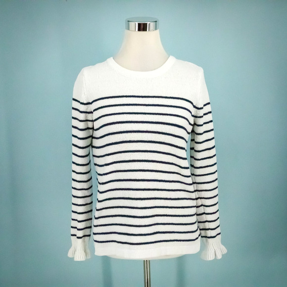 Lilly Pulitzer Size Small S Calloway White Blue Stripe Nautical Pullover Sweater - Picture 1 of 8